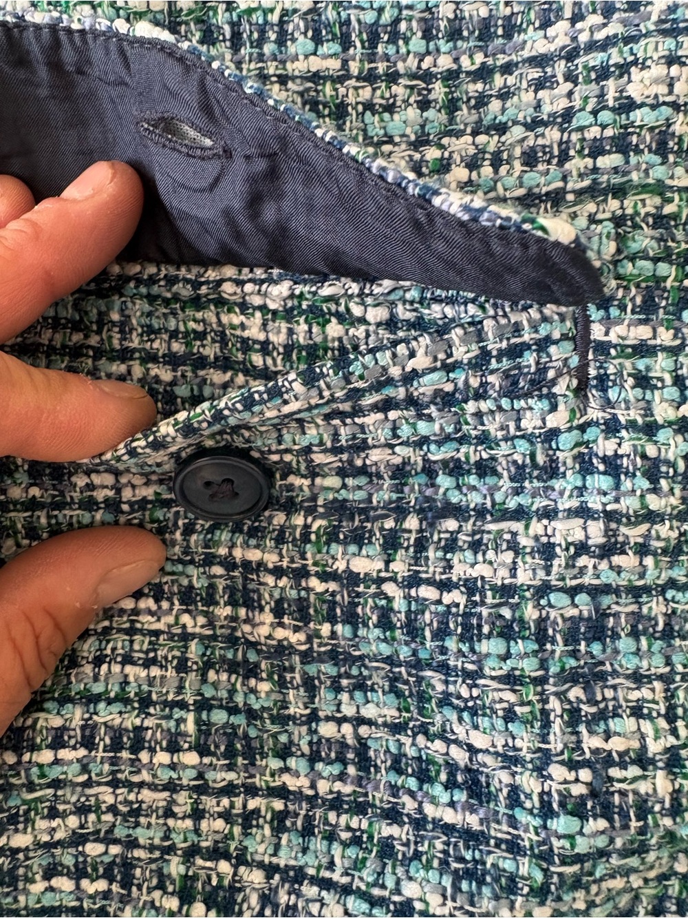 Loft woman’s Textured Teal Tweed Mini Skirt - Picture 2 of 9